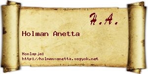 Holman Anetta névjegykártya